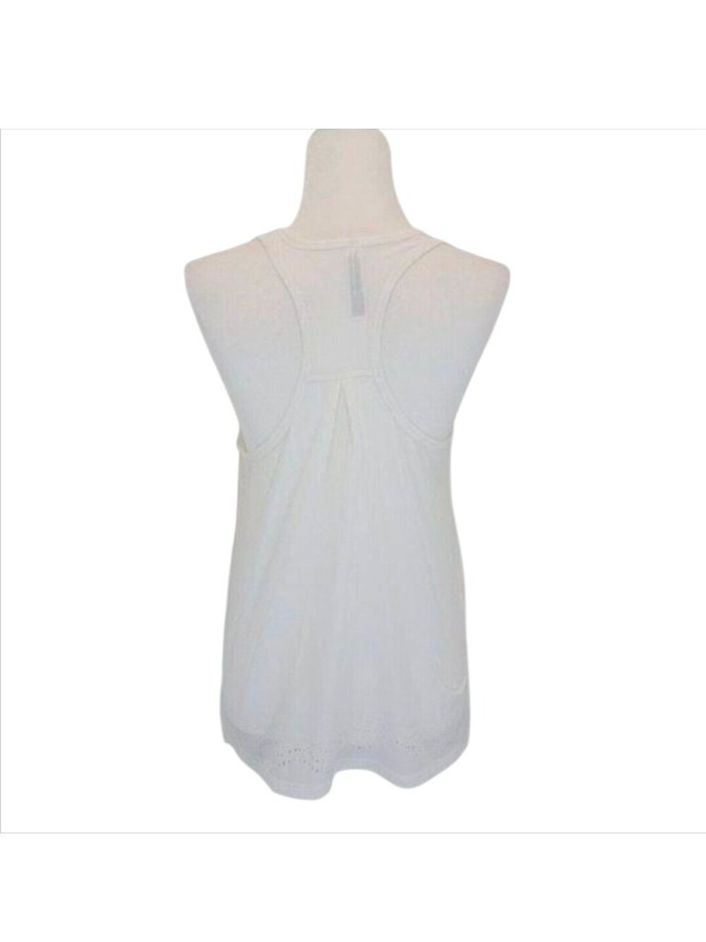 Loose-Fit White Racerback Tank Top With Laser-Cut Hem Detailing Lightweight Fabr - Picture 9 of 11